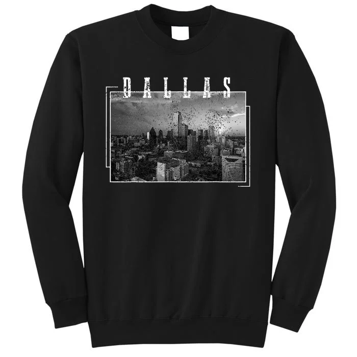 Dallas Skyline Texas Pride Vintage Black & White Photograph Sweatshirt