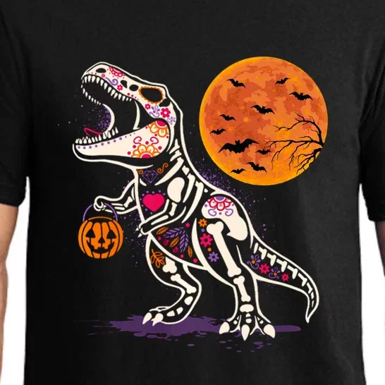 Dinosaur Skeleton T Rex Patterns Scary Halloween Hoodie Pajama Set