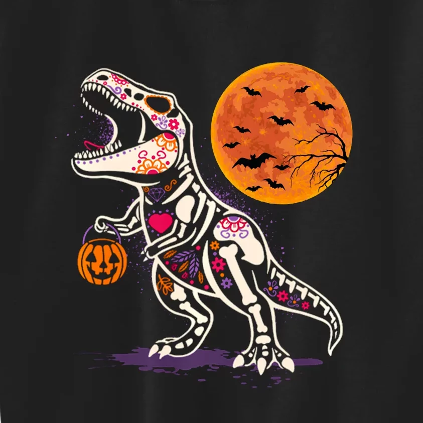 Dinosaur Skeleton T Rex Patterns Scary Halloween Hoodie Kids Sweatshirt