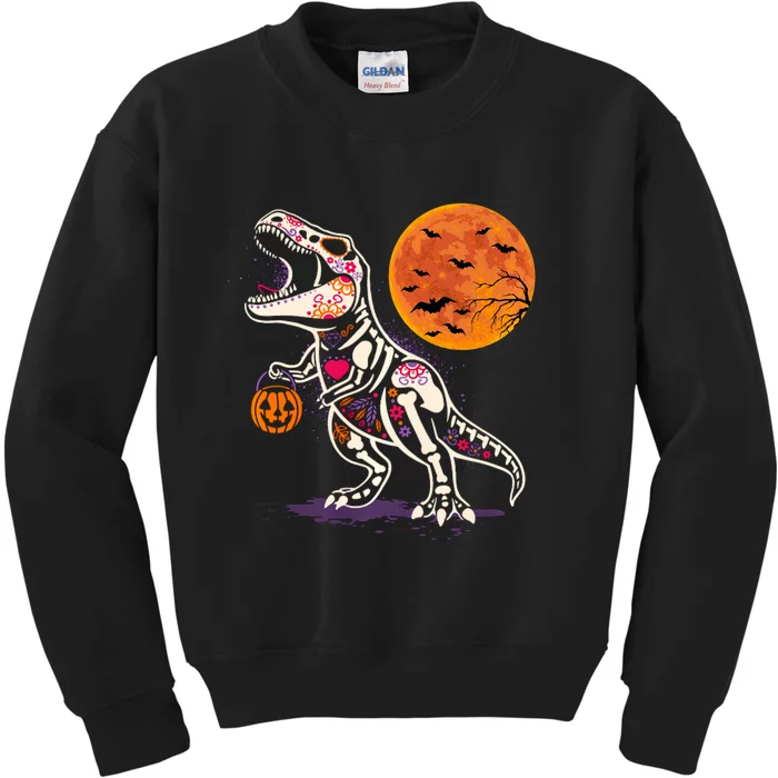 Dinosaur Skeleton T Rex Patterns Scary Halloween Hoodie Kids Sweatshirt