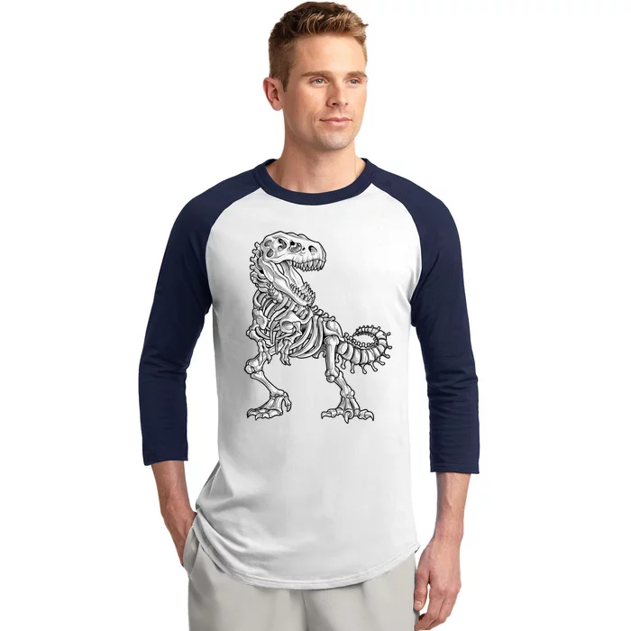 Dinosaur Skeleton T Rex Halloween Gift Baseball Sleeve Shirt