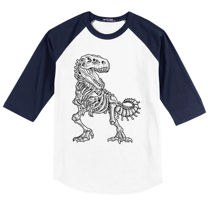 Dinosaur Skeleton T Rex Halloween Gift Baseball Sleeve Shirt