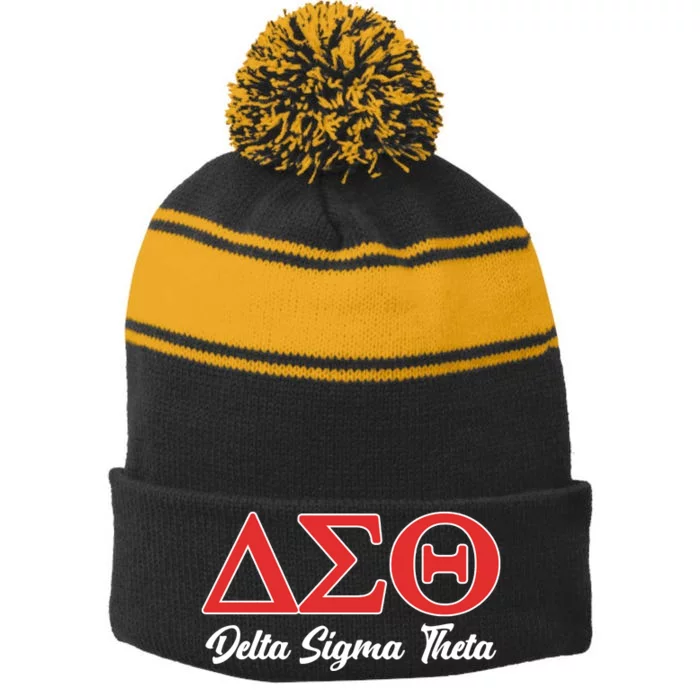 Delta Sigma Theta Sorority Stripe Pom Pom Beanie