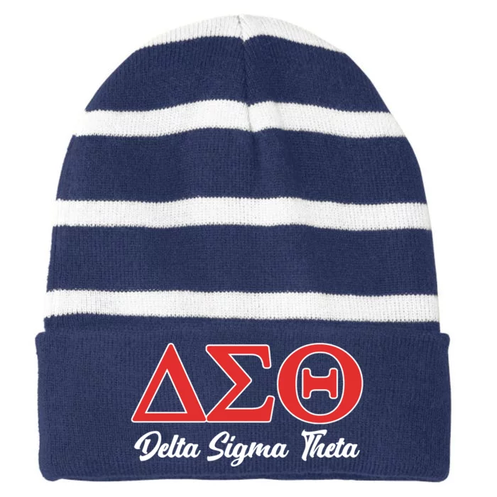 Delta Sigma Theta Sorority Striped Beanie with Solid Band