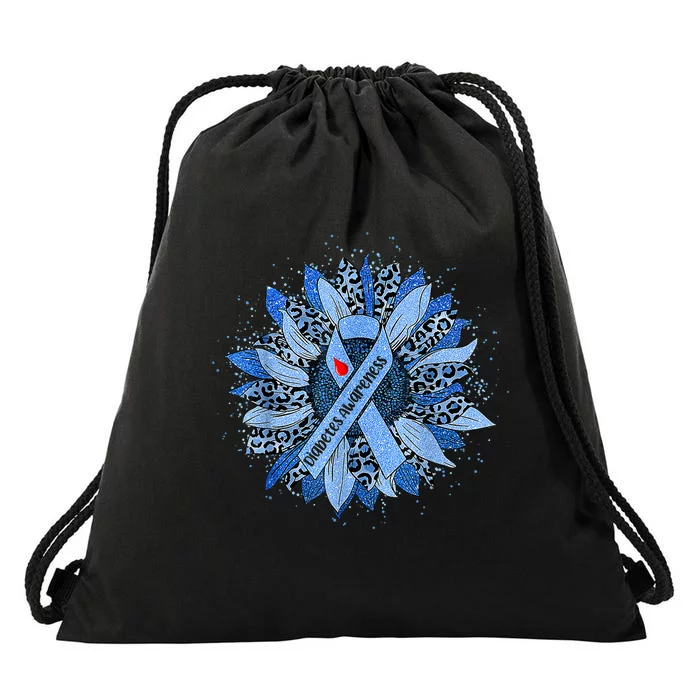 Daisy Sunflower Type T1D T2D Diabetic Diabetes Awareness Drawstring Bag