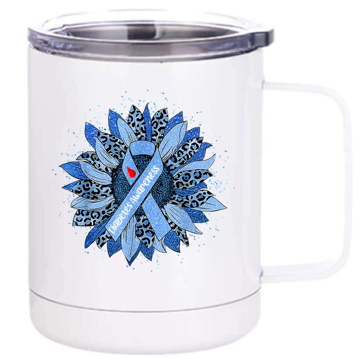 Daisy Sunflower Type T1D T2D Diabetic Diabetes Awareness Front & Back 12oz Stainless Steel Tumbler Cup