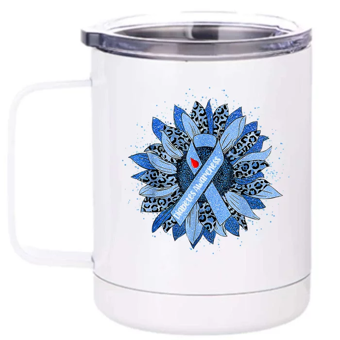 Daisy Sunflower Type T1D T2D Diabetic Diabetes Awareness Front & Back 12oz Stainless Steel Tumbler Cup