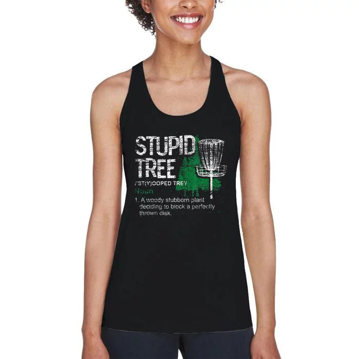 Definition Stupid Tree Funny Disc Golf Player Gift Disc Golf Women's Racerback Tank