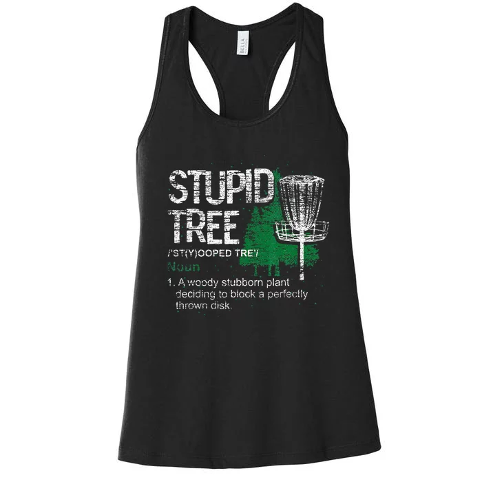 Definition Stupid Tree Funny Disc Golf Player Gift Disc Golf Women's Racerback Tank