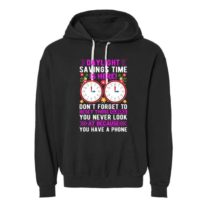 Daylight Savings Time Funny Garment-Dyed Fleece Hoodie