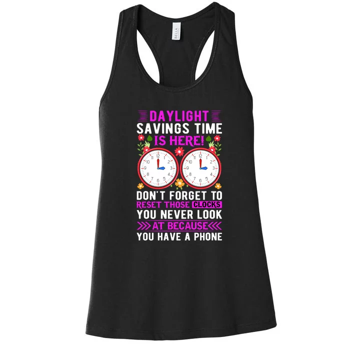 Daylight Savings Time Funny Women's Racerback Tank