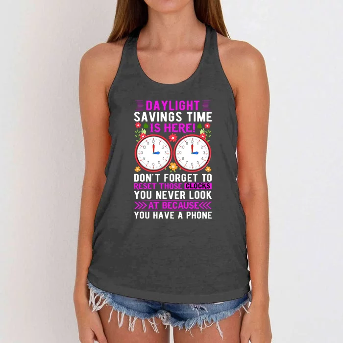 Daylight Savings Time Funny Women's Knotted Racerback Tank