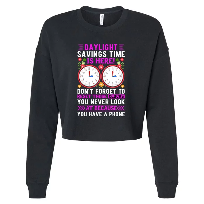 Daylight Savings Time Funny Cropped Pullover Crew