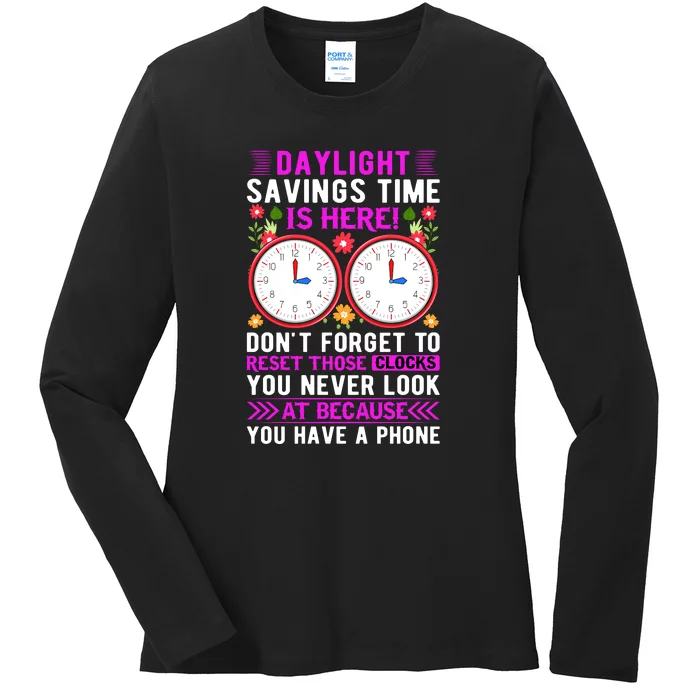 Daylight Savings Time Funny Ladies Long Sleeve Shirt