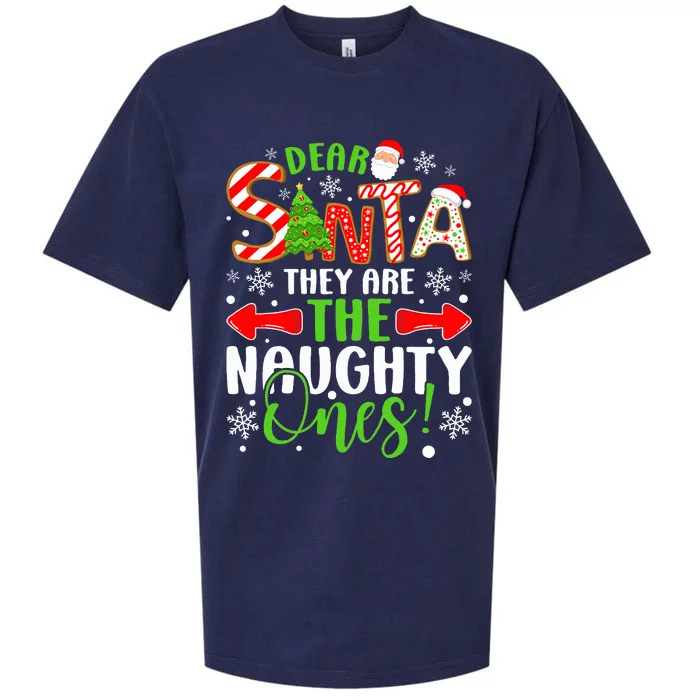 Dear Santa They Are The Naughty Ones Christmas Funny Sueded Cloud Jersey T-Shirt