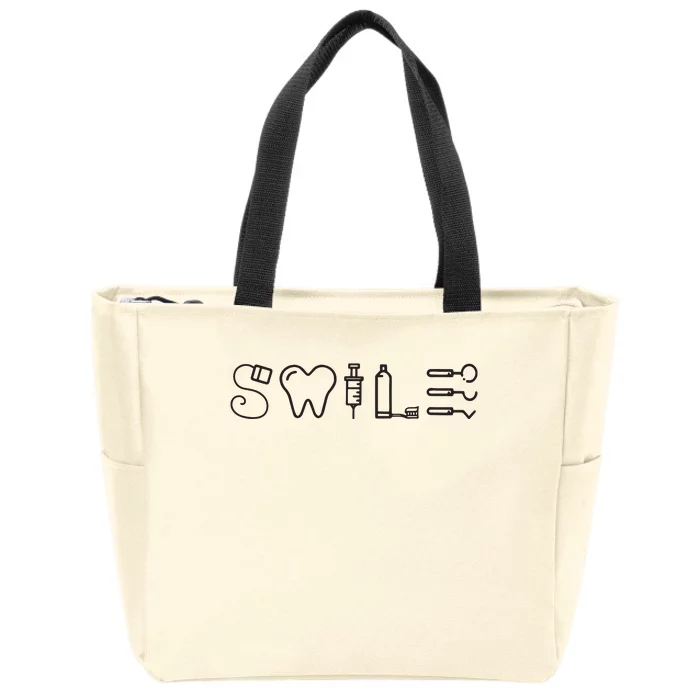 Dentist Smile Teeth Dental Hygienist Funny Dentist Zip Tote Bag