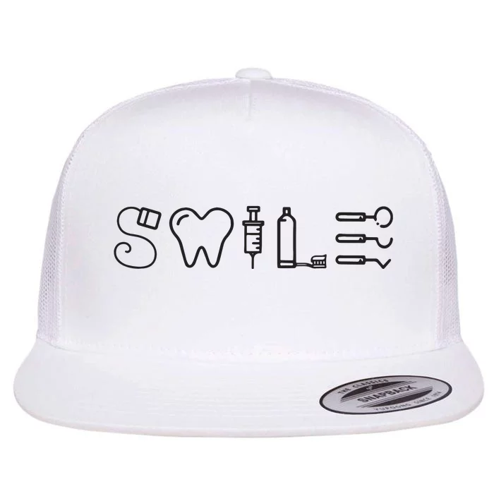 Dentist Smile Teeth Dental Hygienist Funny Dentist Flat Bill Trucker Hat