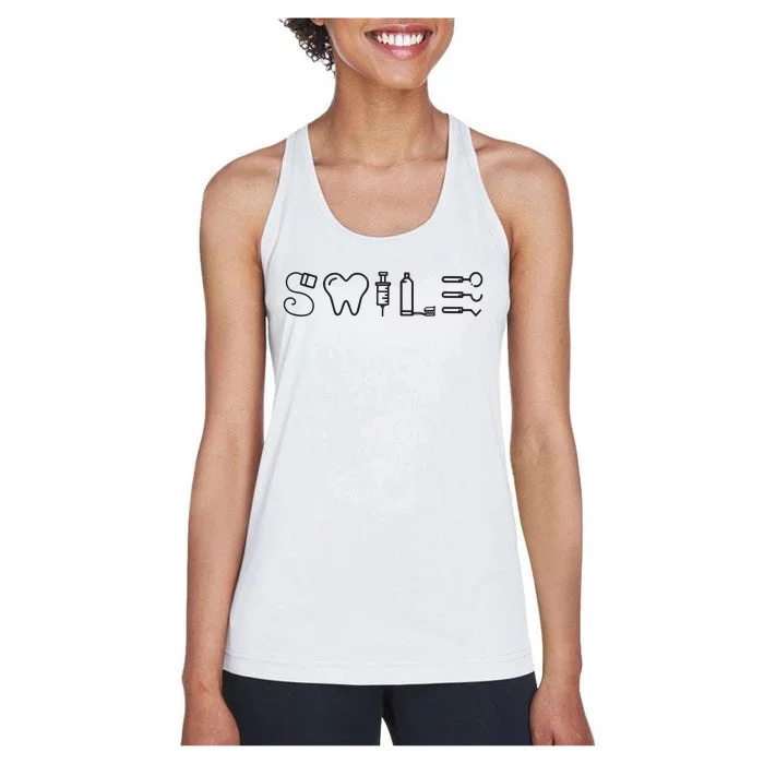 Dentist Smile Teeth Dental Hygienist Funny Dentist Women's Racerback Tank