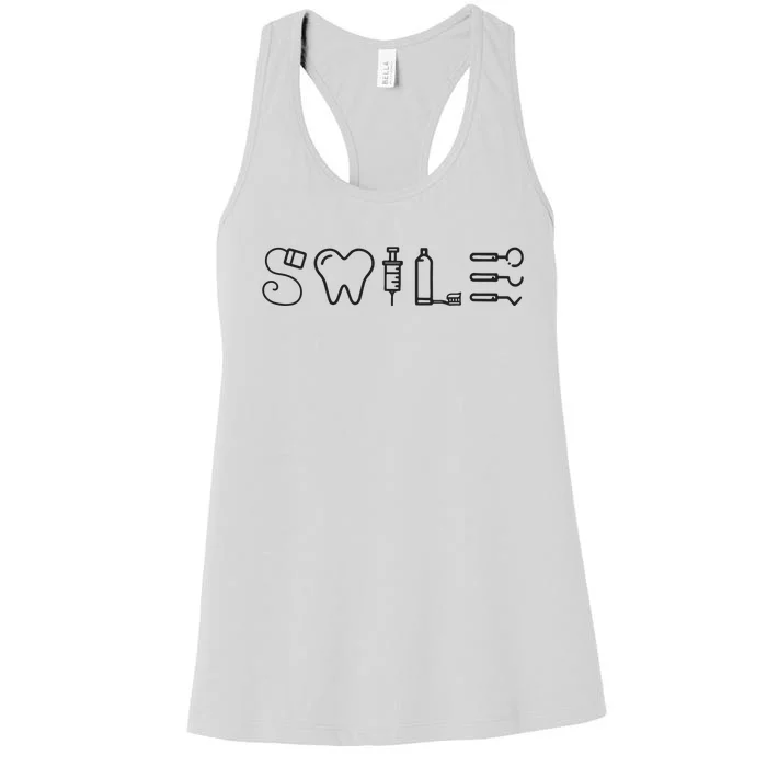 Dentist Smile Teeth Dental Hygienist Funny Dentist Women's Racerback Tank