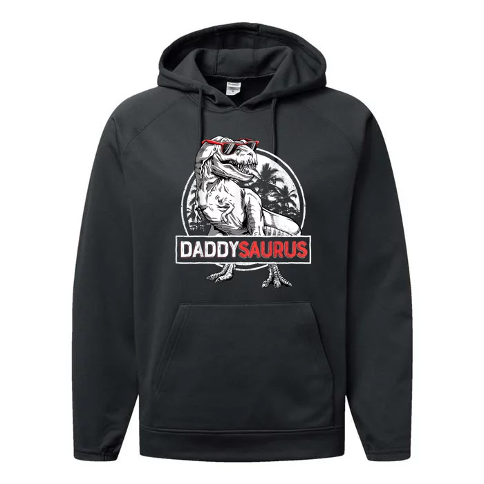 Daddy Saurus T rex Dinosaur  Father's Day Family Matching Performance Fleece Hoodie