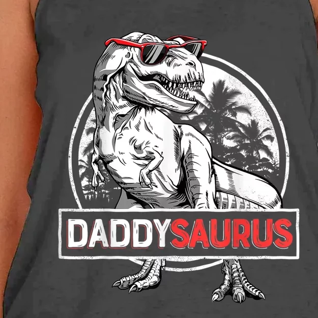 Daddy Saurus T rex Dinosaur  Father's Day Family Matching Women's Knotted Racerback Tank