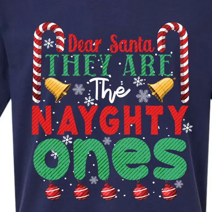 Dear Santa They Are The Naughty Ones Funny Christmas Funny Gift Sueded Cloud Jersey T-Shirt