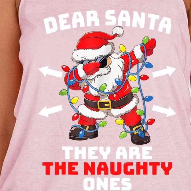 Dear Santa They Are The Naughty Ones Gift Funny Christmas Gift Women's Knotted Racerback Tank