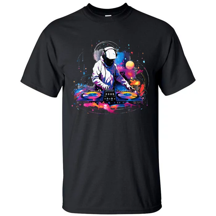 Dj Space Turntable Disc Jockey Astronaut Mixer Tall T-Shirt