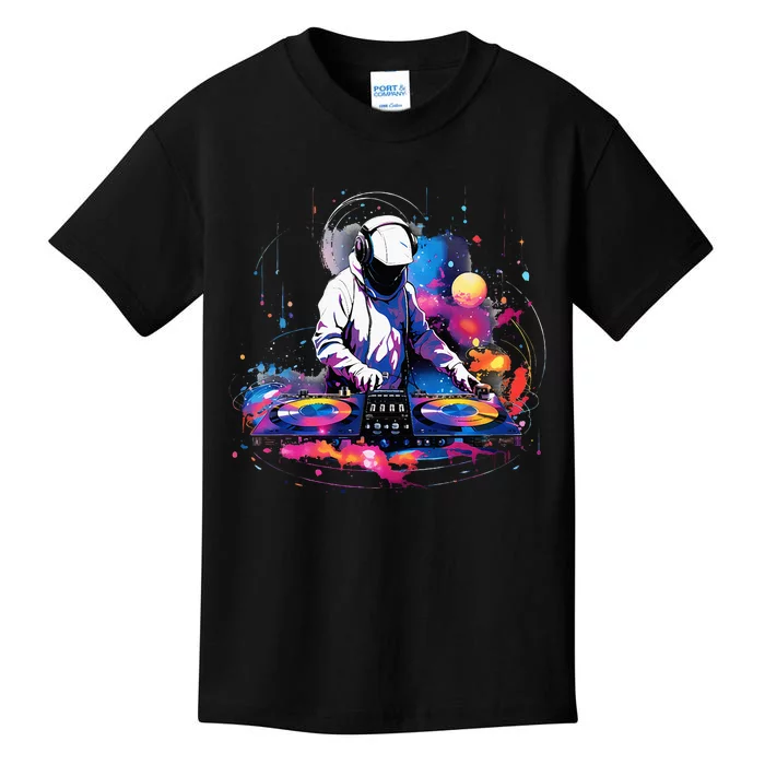 Dj Space Turntable Disc Jockey Astronaut Mixer Kids T-Shirt