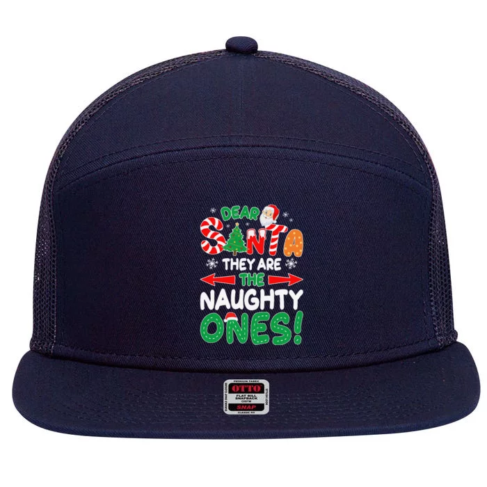 Dear Santa They Are The Naughty Ones Funny Christmas Gifts 7 Panel Mesh Trucker Snapback Hat