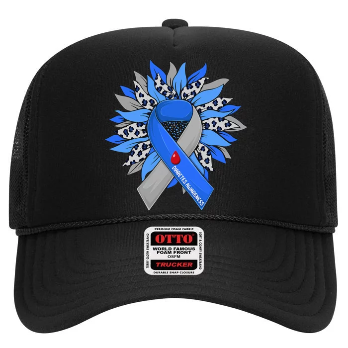 Diabetes Sunflower Type T1D T2D Diabetic Diabetes Awareness High Crown Mesh Trucker Hat