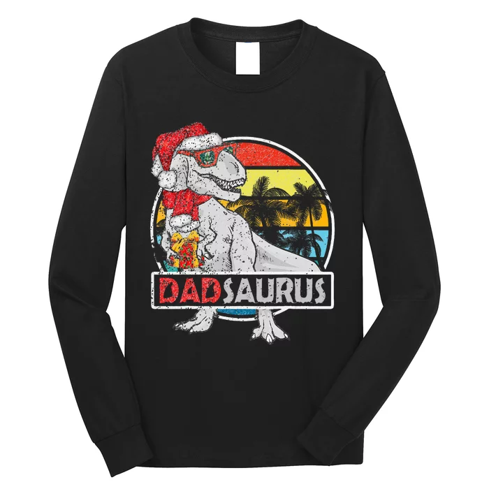 Dad Saurus T Rex Dinosaur Family Matching Xmas Christmas Long Sleeve Shirt