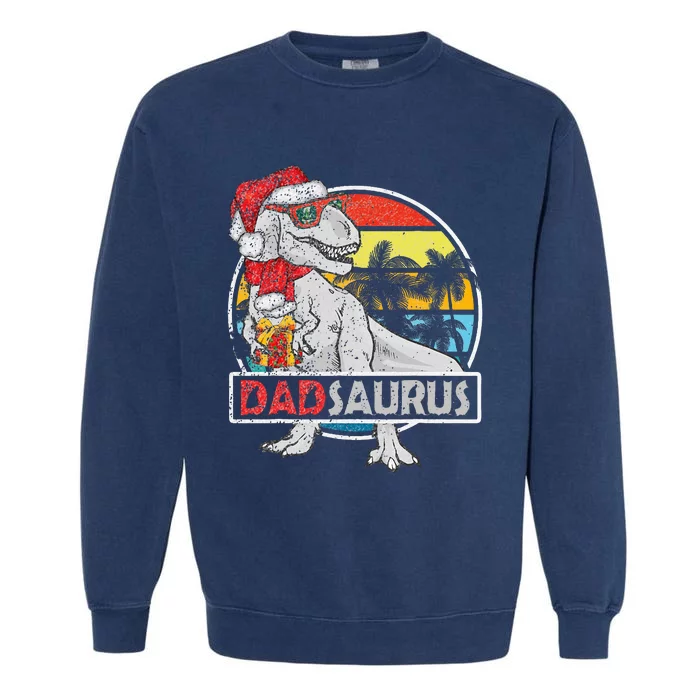 Dad Saurus T Rex Dinosaur Family Matching Xmas Christmas Garment-Dyed Sweatshirt