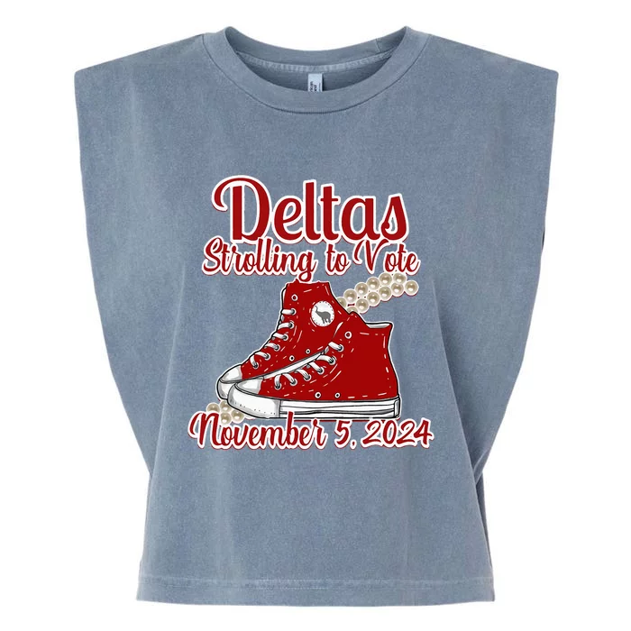 Deltas Strolling To Vote November 5 2024 Chucks And Pearls Garment-Dyed Women's Muscle Tee