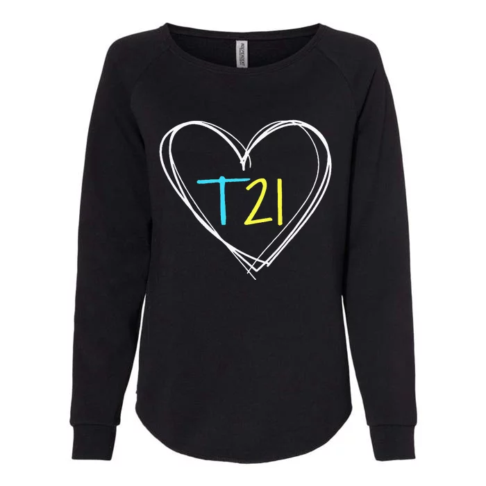 Down Syndrome T21 Awareness For Women With Hearts Womens California Wash Sweatshirt