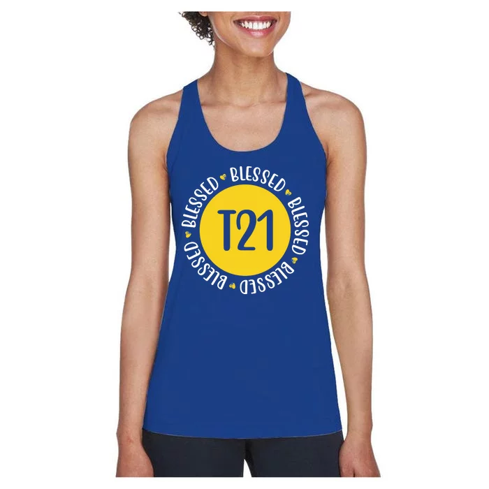 Down Syndrome T21 Blessed Awareness Women's Racerback Tank