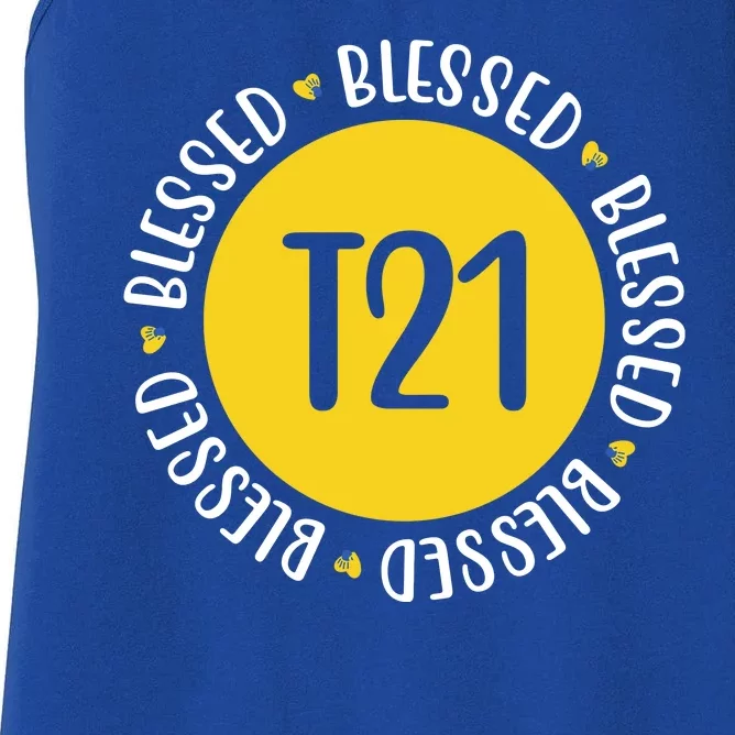 Down Syndrome T21 Blessed Awareness Women's Racerback Tank