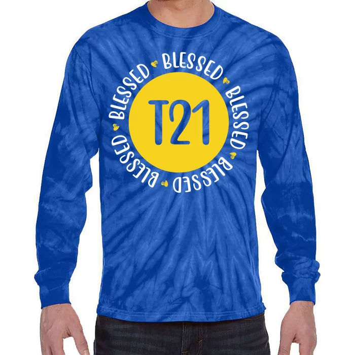 Down Syndrome T21 Blessed Awareness Tie-Dye Long Sleeve Shirt