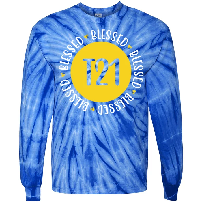 Down Syndrome T21 Blessed Awareness Tie-Dye Long Sleeve Shirt