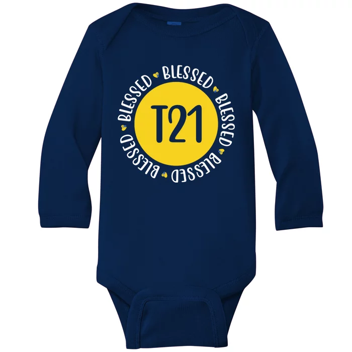 Down Syndrome T21 Blessed Awareness Baby Long Sleeve Bodysuit