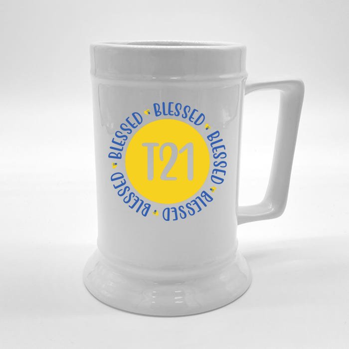 Down Syndrome T21 Blessed Awareness Front & Back Beer Stein