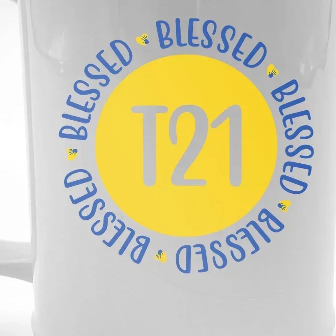 Down Syndrome T21 Blessed Awareness Front & Back Beer Stein