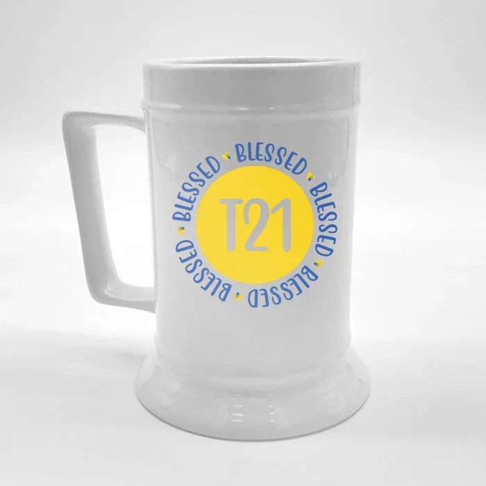 Down Syndrome T21 Blessed Awareness Front & Back Beer Stein