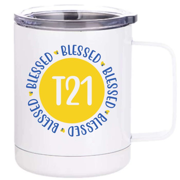 Down Syndrome T21 Blessed Awareness Front & Back 12oz Stainless Steel Tumbler Cup