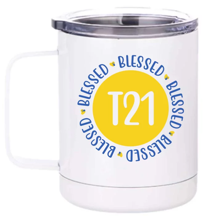 Down Syndrome T21 Blessed Awareness Front & Back 12oz Stainless Steel Tumbler Cup