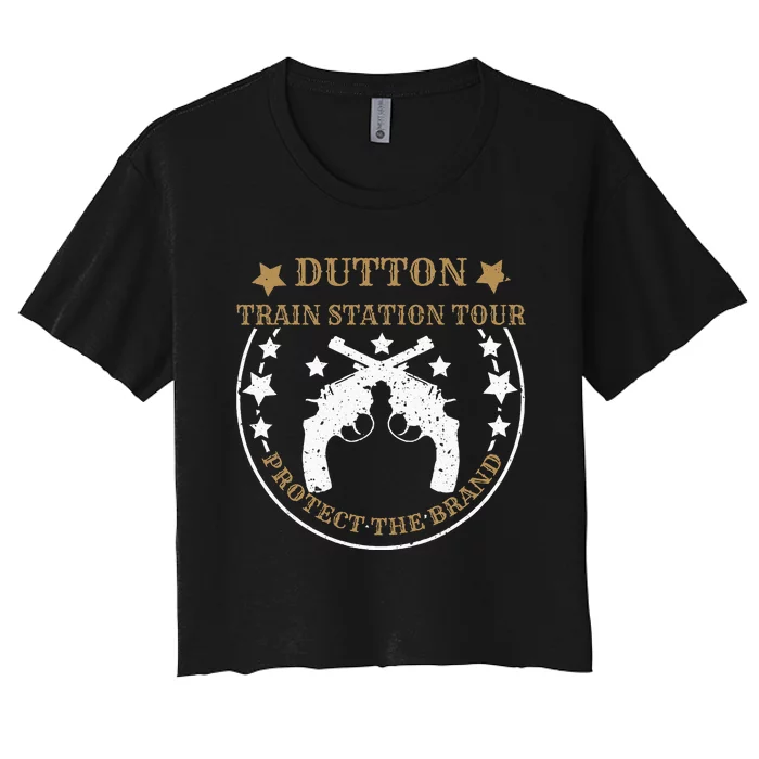 Dutton Station Tours Protect Sarcastic Saying Pun Gag Short Sleeve Women's Crop Top Tee