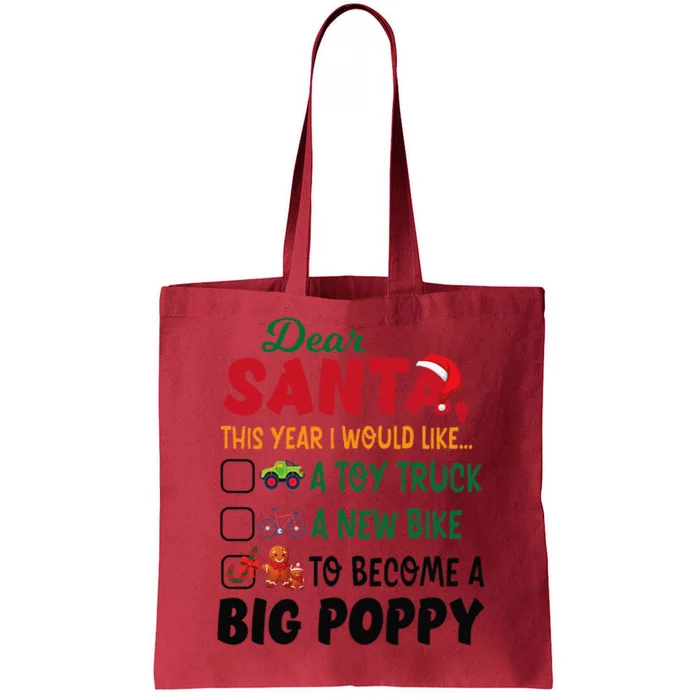 Dear Santa This Year I Would Like To Become A Big Poppy Tote Bag