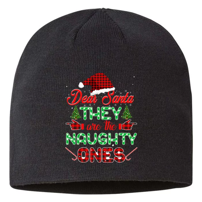 Dear Santa They Are The Naughty Ones Christmas Red Plaid 8 1/2in Sustainable Knit Beanie