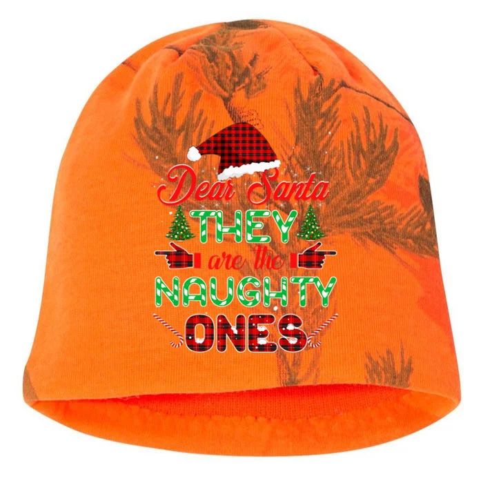 Dear Santa They Are The Naughty Ones Christmas Red Plaid Kati - Camo Knit Beanie