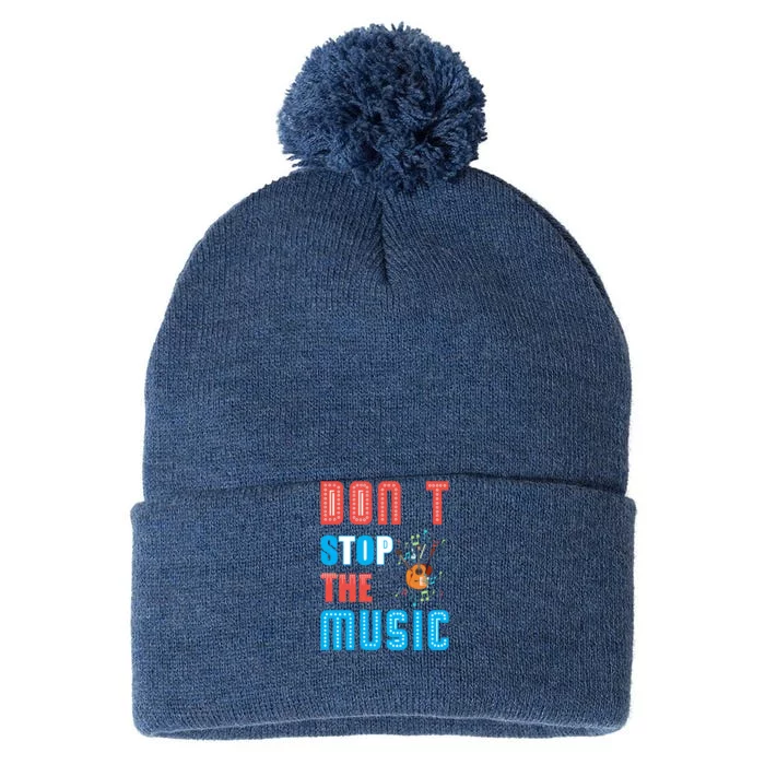 Don't Stop The Music Funny Music Lover Guitar Over Pom Pom 12in Knit Beanie